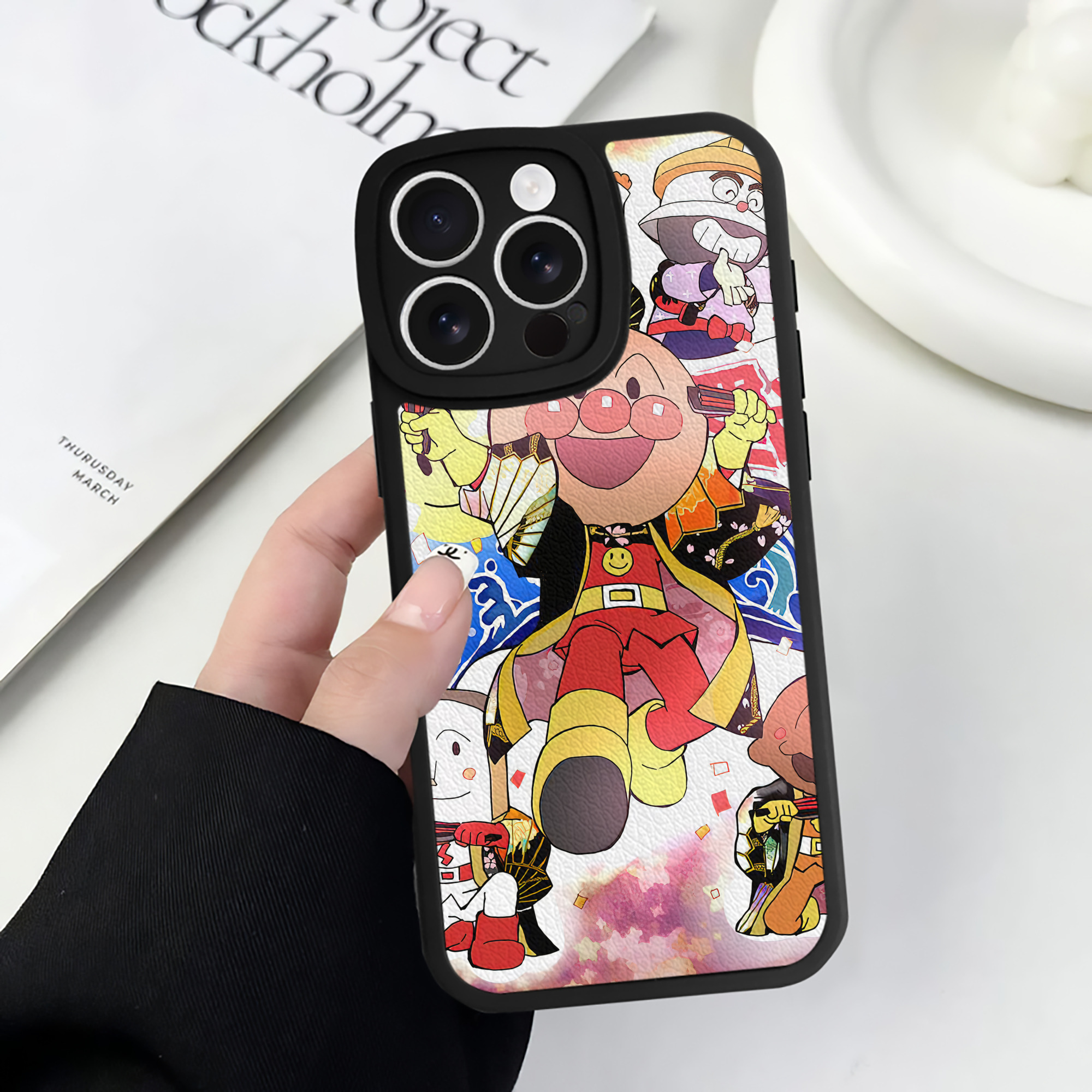 （画像用） アンパンマン Anpanman 【iPhone 16シリーズ対応】シリコンスマホケース（レザー調） 材質：シリコン